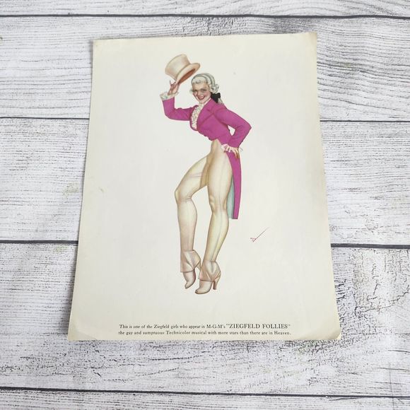 Vtg 1940s George Petty Ziegfeld Follies Pinup Girl Art Print 8.5x11 Tailcoat Hat - Picture 1 of 11